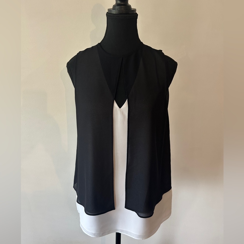 Michael Kors Black and White Layered Blouse